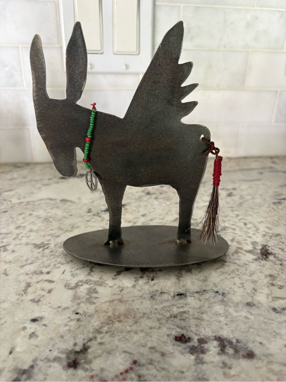 Handcrafted Metal Donkey Figurine in Rustic Brown